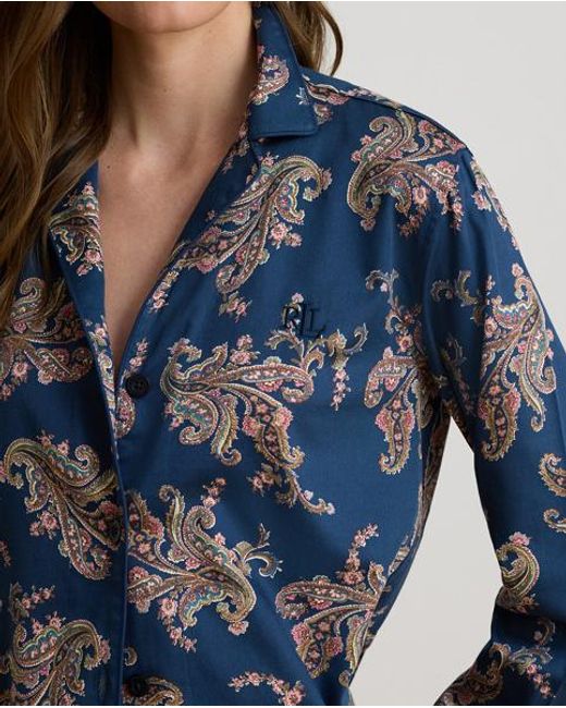 Ralph Lauren Blue Floral & Paisley Sateen Sleep Set