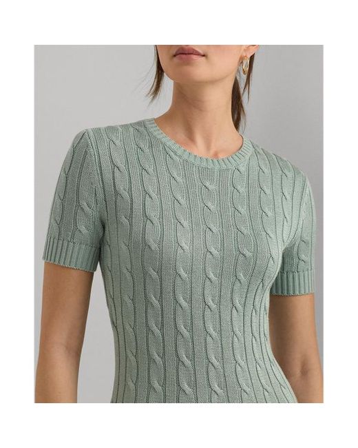Lauren by Ralph Lauren Green Ralph Lauren Cable-knit Short-sleeve Sweater Dress
