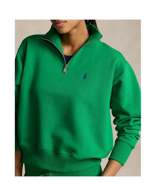 Pullover in felpa con mezza cerniera di Polo Ralph Lauren in Green