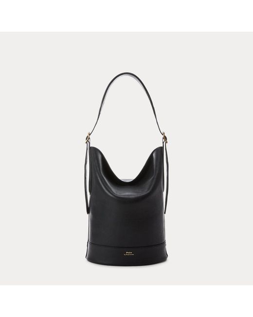 Polo Ralph Lauren Gray Leather Medium Bellport Bucket Bag