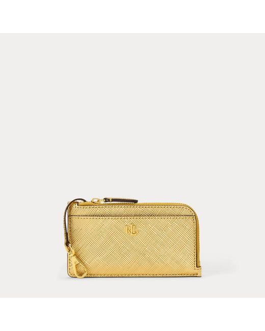 Ralph Lauren Metallic Textured Leather L-Zip Card Case