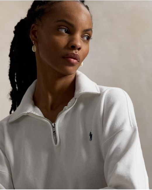 Polo Ralph Lauren White Fleece Quarter-Zip