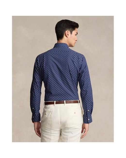 Polo Ralph Lauren Slim Fit Stretch Poplin Overhemd in het Blue voor heren