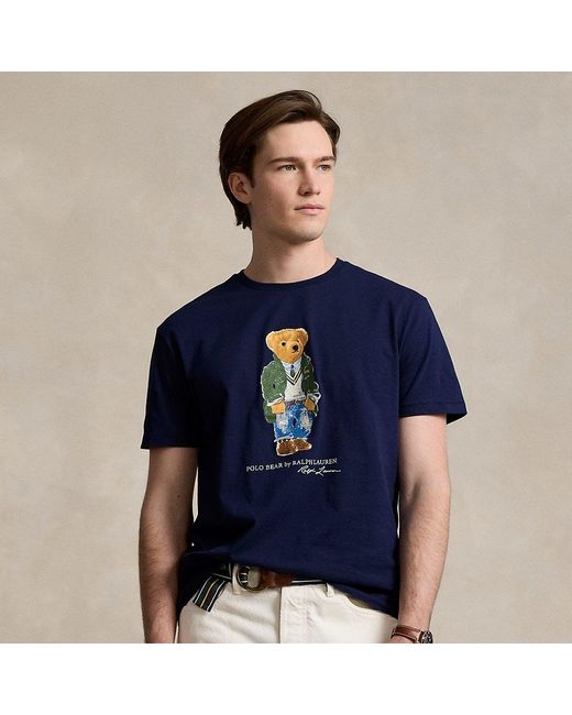 Ralph Lauren Blue Classic Fit Polo Bear Jersey T-shirt for men