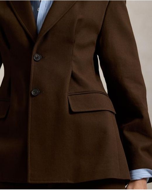 Polo Ralph Lauren Brown Single-Breasted Cotton-Wool Crepe Blazer