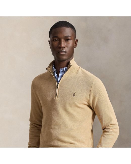 Polo Ralph Lauren Natural Mesh-Knit Cotton Quarter-Zip Sweater for men