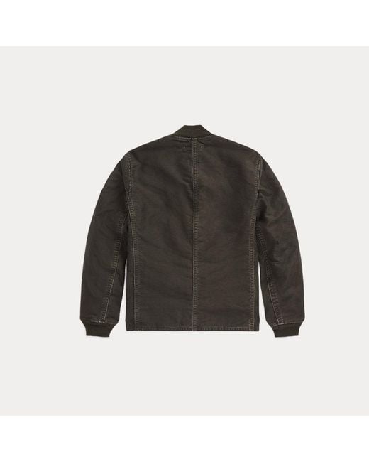 RRL Black Leather-trim Cotton Bomber Jacket for men