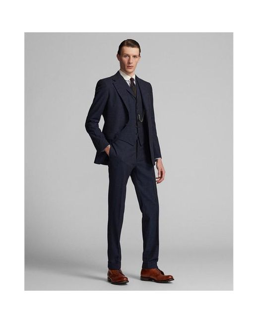 RRL Blue Striped Herringbone Suit Jacket for men
