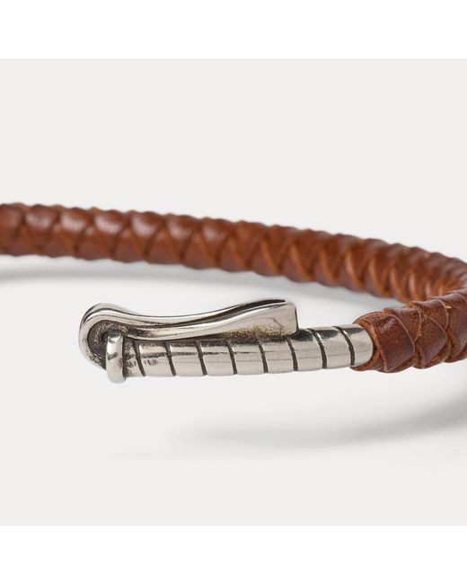 Ralph Lauren Brown Braided Sterling Polo Mallet Cuff for men