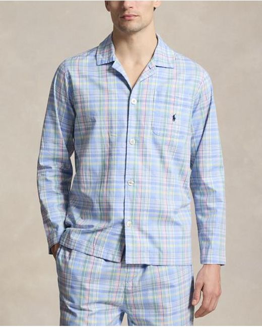 Polo Ralph Lauren Blue Monogram-Print Cotton Pyjama Set for men