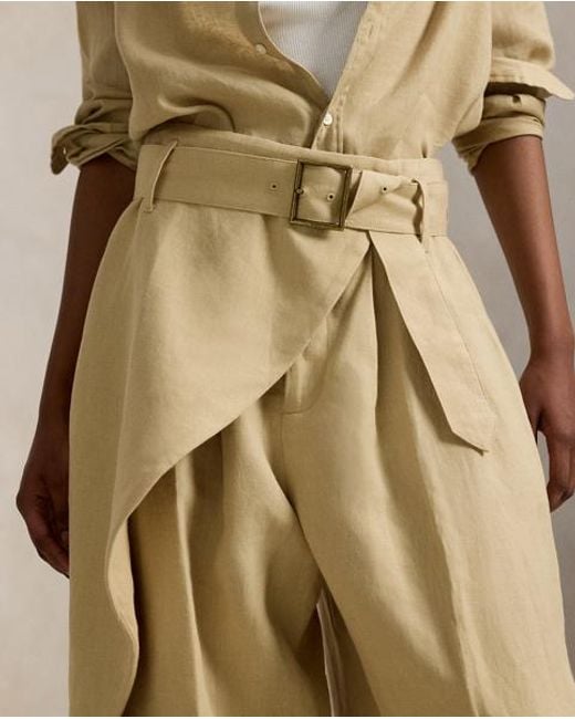 Polo Ralph Lauren Natural Linen Tapered Wrap Trousers