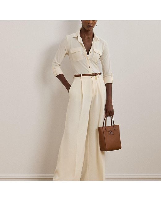 Ralph Lauren Cameryn Kleine Gegranuleerd Leren Tas in het Natural