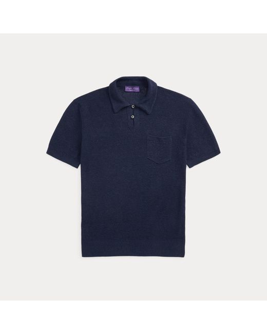 Maglia in seta e lino effetto texture di Ralph Lauren in Blue da Uomo