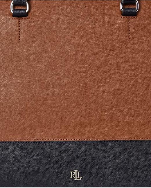 Ralph Lauren Black Große Ledertasche Hanna Mit Streifen