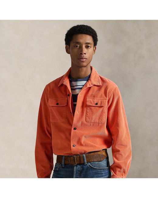 Ralph Lauren Red Classic Fit Corduroy Camp Shirt for men