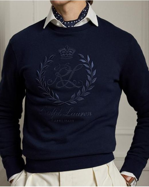 Ralph Lauren Fleece Sweatshirt Met Geborduurd Embleem in het Blue voor heren