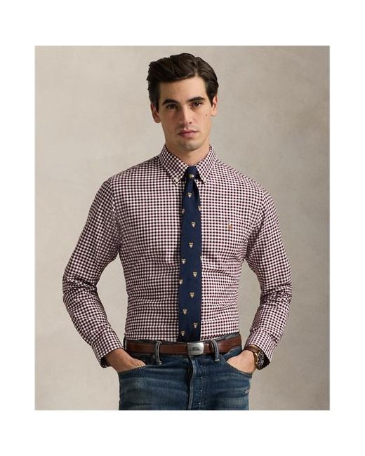 Polo Ralph Lauren Red Custom Fit Gingham Oxford Shirt for men