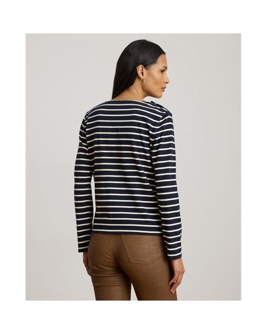 Maglia in jersey a righe con automatici di Ralph Lauren in Black