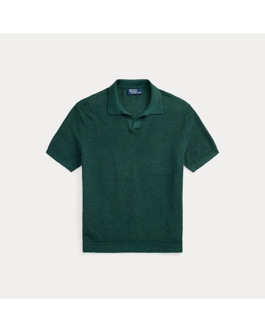 Polo Ralph Lauren Mesh-Gebreide Trui Met Johnny-Kraag in het Green voor heren