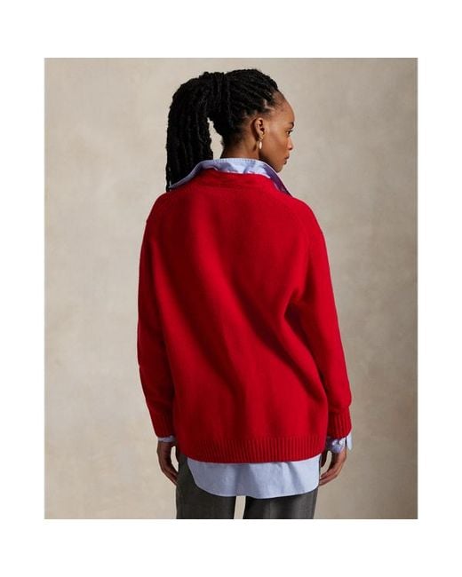 Polo Ralph Lauren Red Cable-Trim Wool-Cashmere Cardigan
