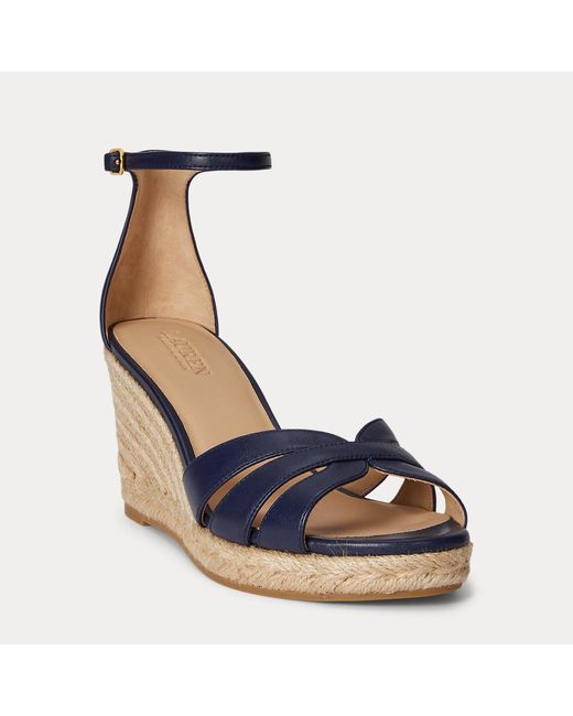 Ralph Lauren Blue Nellie Nappa Leather Espadrille