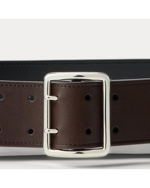 Ralph Lauren Kalfsleren Riem Met Dubbele Pin in het Black