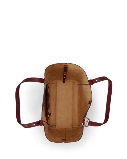 Ralph Lauren Red Sheep-Suede Large Tasha Tote Bag