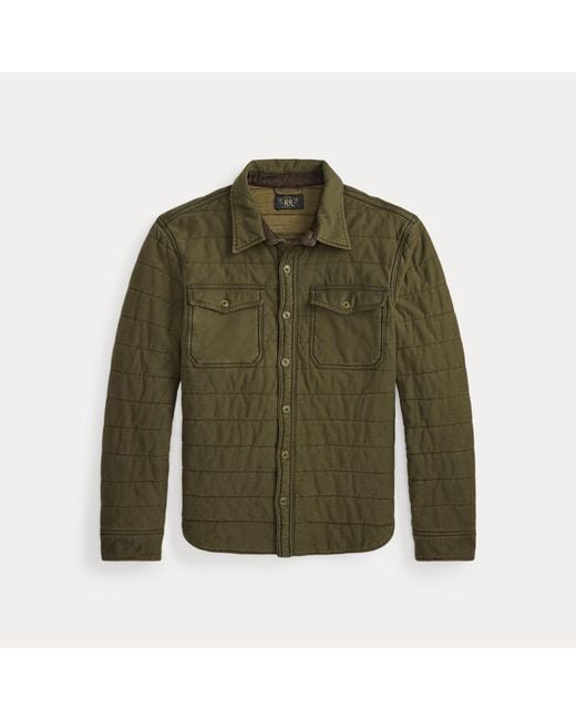 RRL Green Quilted Jersey Overshirt for men