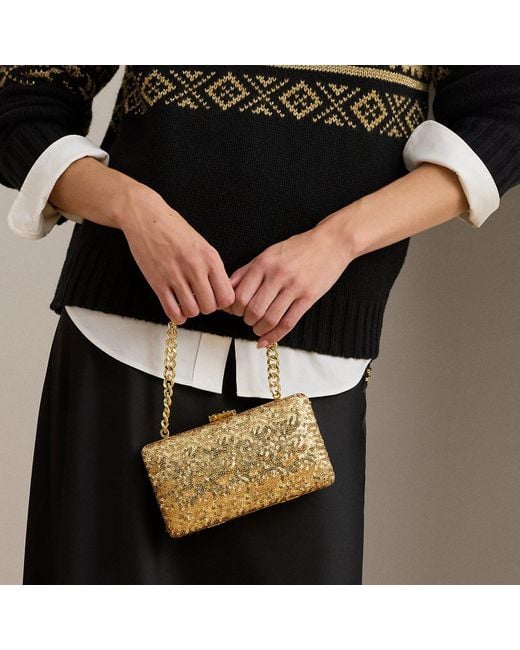 Ralph Lauren Black Sequined Small Franki Clutch