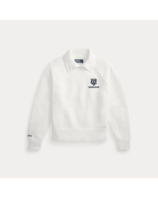 Polo Ralph Lauren White Wimbledon Cotton Polo-Collar Jumper