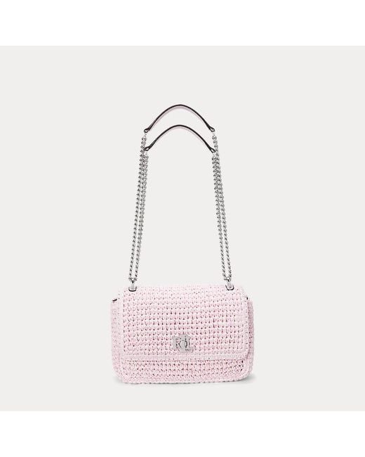 Ralph Lauren Pink Mélange Woven Straw Medium Sophee Bag