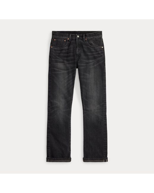RRL Gray Slim Boot Distressed Selvedge Jean for men