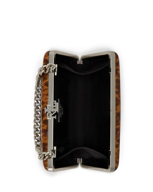 Ralph Lauren Brown Tortoiseshell Patent Small Franki Clutch
