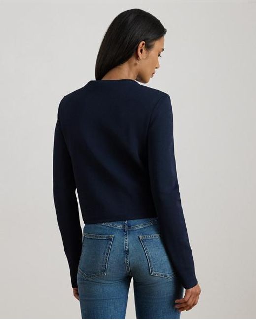 Ralph Lauren Blue Cropped Crewneck Jumper Jacket