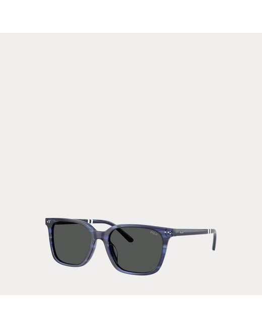 Polo Ralph Lauren Blue Rugby-Stripe Square Sunglasses for men