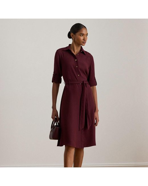 Ralph Lauren Red Double-Faced Georgette Shirt Dress