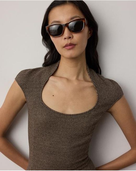 Ralph Lauren Gray Maisey Broken-Twill Jersey Day Dress