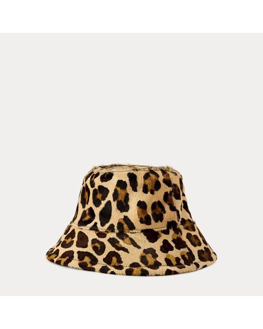 Ralph Lauren Brown Print Leather Bucket Hat