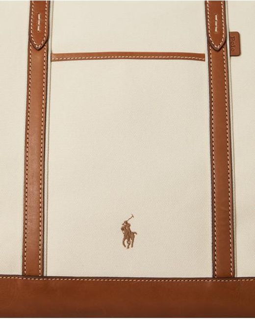 Polo Ralph Lauren Blue Large Canvas Leather-Trim Shopper Tote