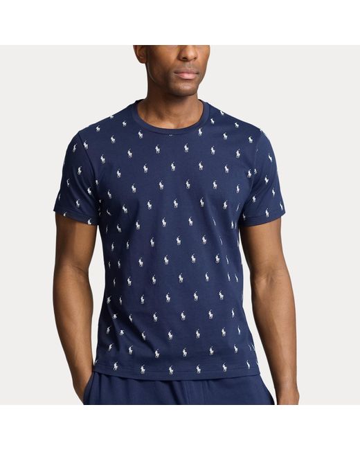 Polo Ralph Lauren Blue Allover Pony Cotton Jersey Sleep Shirt for men