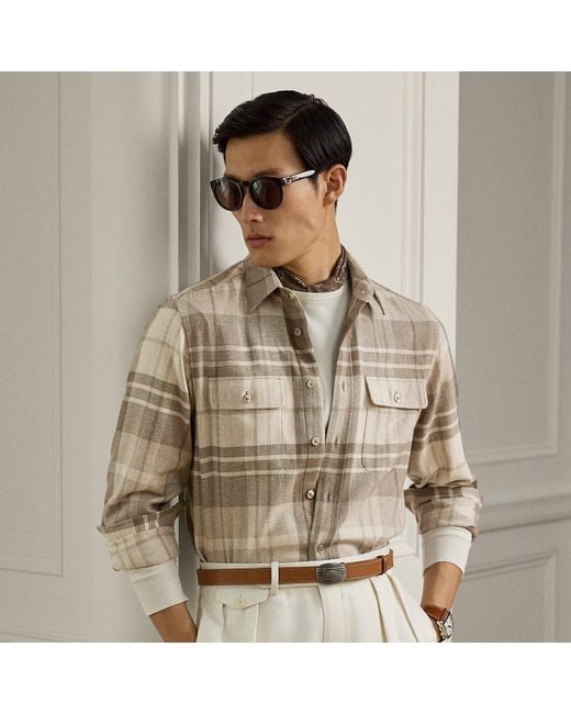 Ralph Lauren Natural Plaid Cashmere Shirt for men