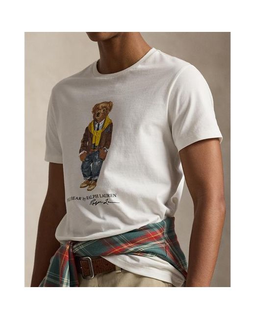 Maglietta Polo Bear Custom Slim-Fit di Polo Ralph Lauren in White da Uomo