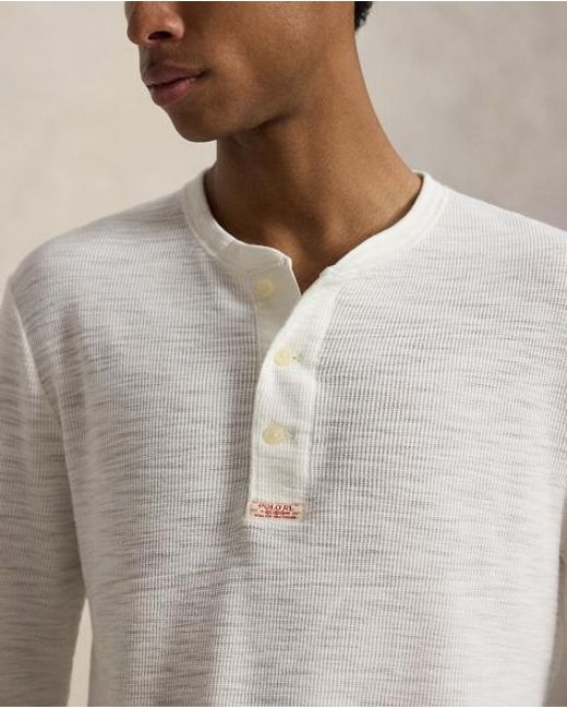 Polo Ralph Lauren White Waffle-Knit Henley Shirt for men