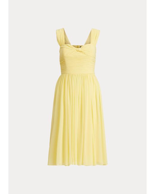Polo Ralph Lauren Yellow Sleeveless Crepe Dress