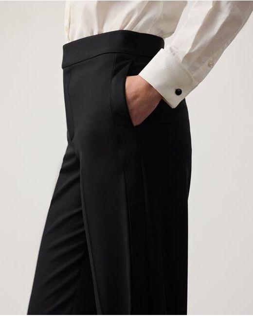 Ralph Lauren Black Barnet Wool Barathea Tuxedo Pant