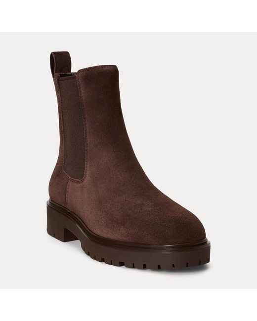 Ralph Lauren Brown Allyson Suede Bootie