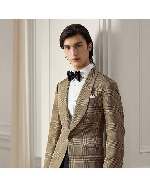 Ralph Lauren Natural Kent Handmade Glen Plaid Silk Blazer for men