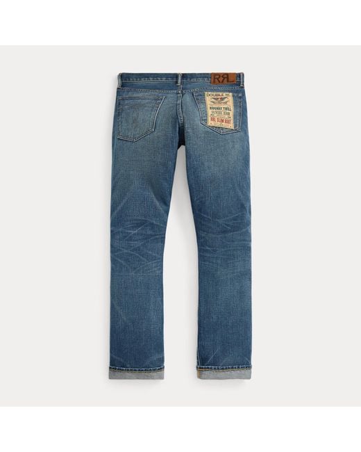RRL Blue Slim Boot Sutton Repaired Selvedge Jean for men