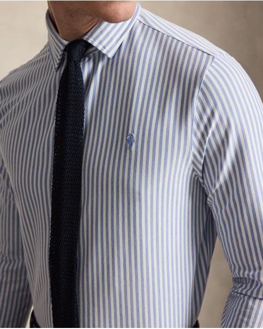 Polo Ralph Lauren Blue Striped Knitted Oxford Shirt for men