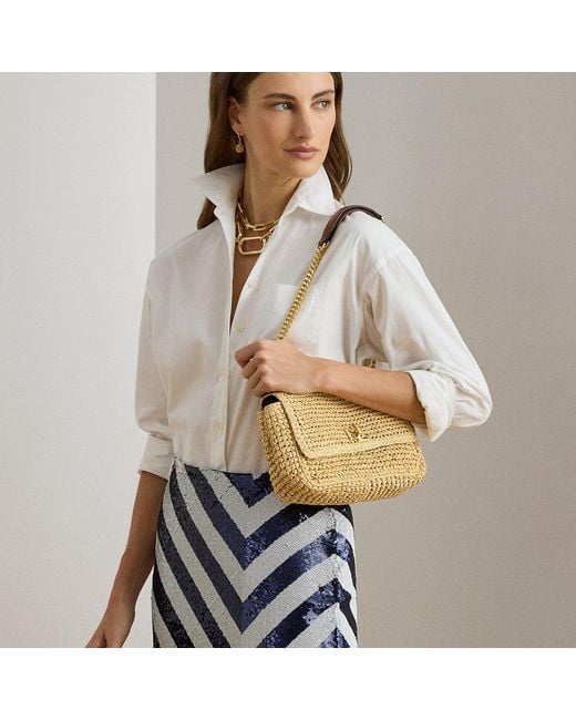 Ralph Lauren Natural Woven Straw Medium Sophee Bag